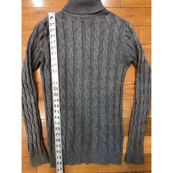 Coofandy Men's Slim Fit Turtleneck Twisted Knit Pullover Gray Sweater Size L - Picture 4 of 6